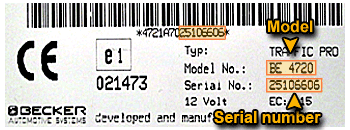Car stereo serial location sample image