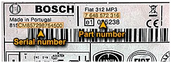 Car radio serial location sample image