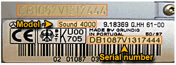 Car radio serial location sample image